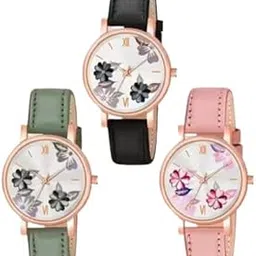 gimiss fashion jewellery Gimiss New Woman Watch Combo Flower Designer Round Dial Attractive Leather Belt Women Watches for Stylish Girl-picture-24