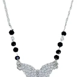 rukmi Silver Butterfly Mangalsutra: Sparkling Stones, Elegant Design for Women | Indian Traditional Jewellery, Festive Wear, Daily Use-picture-14