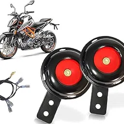 Auto Pearl 12V 110dB 3A Motorcycle Loud Tone Sound Loud Horn Fits Moped Scooter Electric Bike Black-Red with Wiring with Wiring compatible with 250 Duke-BS6 (Pack of 2)-picture-19