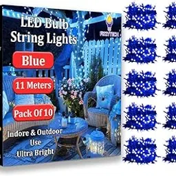 fizzytech 11 Meter 40 LEDs 5mm Bulb String Light for Decoration | Decorative LED String Light | Green, Pack of 5 for Diwali Light, Rice Light,Ladi Rice Light Christmas Light Home Decoration-image-0