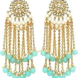 karatcart Gold Plated Kundan Tassel Earrings For Women's & Girl's-picture-35