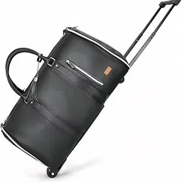 fuoco Convertible Garment Duffel Bag with Wheels | Large PU Leather Carry-On Trolley Bag for Men & Women | 2-in-1 Hanging Suit Travel Bag | Ideal for Business Trips & Weddings | 1-Year Warranty image 1