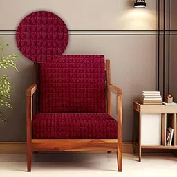 Cortina Polyester Soft Bubble Stretchable Solid Sofa Slipcovers, Wooden Sofa Seat Cover, Sofa Back Cushion Covers - Maroon, Pack of 10-picture-18