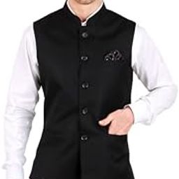 gracyshade Men’s Nehru/Modi Jacket (Waistcoat) along-with Inner pocket - Premium Cotton Fabric with Polyester lining, Stylish Sleeveless Bandhgala Regular Fit for Festive, Casual, or Occasional-picture-0