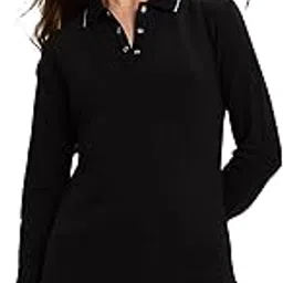u.s. polo assn. Women Polo Collar Cotton Tshirt with Full Sleeves (UWAW25PTS436_Black_L)-picture-36