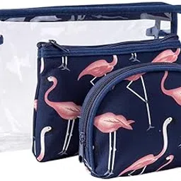 keetly 3 Pack Toiletry Bag Organiser, PVC Travel Bag for Toiletries Handbags for Women Cosmetic Makeup Pouch Bag Makeup Case Bag Small Wallet Clear with Zipper Transparent(Dark Blue)-picture-26