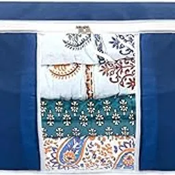 Kuber Industries Underbed Storage Bag|Blanket Cover|Wardrobe Organizer for Clothes|Comforter Cover (Navy Blue)-picture-52