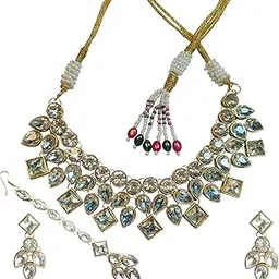 womellery Gold Plated Kundan Choker Necklace Set with Earrings for Women – Wedding & Traditional Jewellery-picture-59