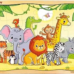 Webby Jungle Safari Wooden Jigsaw Puzzle, 24Pcs, Multicolor - Kids-picture-25
