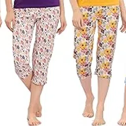 zebu Women's Regular Fit Cotton Capri (4ZW_CCC_PRI_BGN_GYL_SBL_PUR_M_Multicolor_M)-picture-42