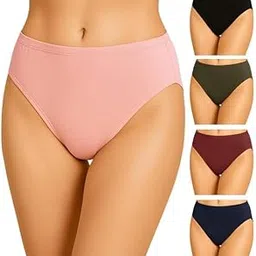 Flomex® (Pack of 5 -Stretchable Cotton Hipster Panties – Ultra-Soft, Breathable Briefs for Women Multicolour 100% Combed Cotton-picture-31