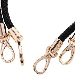 FABLOFT Women Ladies Fashionable Shoulder Bag Handbag DIY Replacement Accessory Handle Braided Rope Handbag Strap Pack of 2PCS Black-image-56