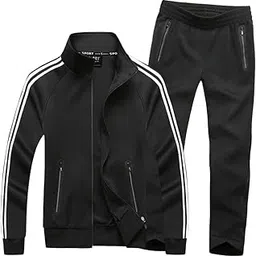 m&s&w Men New Stand-Up Collar Zipper Solid Color Sweatshirt Coat + Elastic Waist Tracksuit Set 2 XS, 2, US X-Small-picture-37