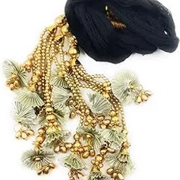 SIMKA® Light weight Heavy design Patiala Shahi Paranda/Parandi For Women/Braid Tassles/Hair Extension/Choti/Traditional Hair Accessory Gotapatti 1 piece Golden & Black (Gota Patti)-image-4