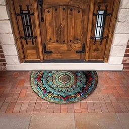 SHOPONIL 80x50cm Polypropylene Outdoor Mat Half Circle Pattern for Doormat, Anti Skid Welcome Mats for Door Entrance, Front Door Decoration Items Welcome Mat Rugs for Home Kitchen Office (Colorful)-picture-31