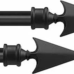 Deco Essential Set of 2 Adjustable Curtain Rod for Windows 66 to 120 Inch Extendable Iron Telescopic Door Drapery Rod with Brackets & Flat Arrow Finials (3/4" Diameter, Black Matt)-picture-18