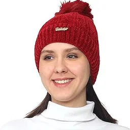 RR DESIGN Winter Warm Wool Pom Pom Hat Soft Thick Knit Acrylic Beanie Hat Caps-Winter Headgear for Girls and Women's image 1