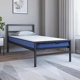 Nilkamal SLEEP Single Size Striker Classic Metal Bed with Plus Memory Foam 6 Inch Orthopaedic Mattress, Comes with Soft Cover, Firmness Premium Mattress (Black & White, 75 x 36)-picture-15