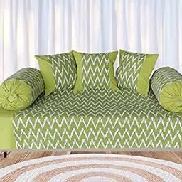 Dekor World 6 Piece Cotton Ternion Printed Collection Diwan Set for Living Room(150x175 cm) (Light Green)-picture-11
