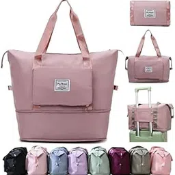 Foldable Nylon Duffle Bag for Travelling|Waterproof and Large Travel Bag for Women's Luggage|Expandable&Multipurpose Large Capacity Weekender Carry Bag for Women's Travel (Multi Colour)-picture-33
