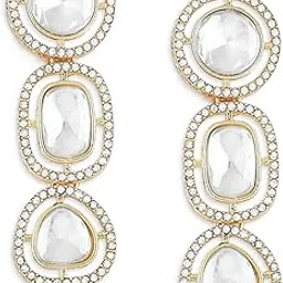 zaveri pearls Gold Tone Artificial Stones & Austrian Diamonds Dangle Earring For Women-ZPFK16885-picture-18
