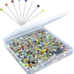 500PCS Sewing Pins for Fabric, Straight Pins with Colored Ball Glass Heads Long 1.5inch, Quilting Pins for Dressmaker, Jewelry DIY Decoration, Craft and Sewing Project by Sunenlyst image 1
