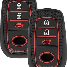 SHOPOFLUX Silicone Key Cover Compatible with Toyota Fortuner | Fortuner Legender | Innova Hycross 3 Button Smart Key - Black (Pack of 2)-picture-63