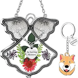 KY&BOSAM in Loving Memory Angle Suncatcher Hangings for Windows with Pressed Flower in Glass with Metal Heart Charm -Sympathy Bereavement Remembrance Gift for Loss of a Loved One Memorial Message-picture-32