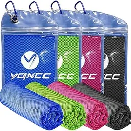 YQXCC Cooling Towel 4 Packs (47"x12") Microfiber Towel Yoga Towel for Men or Women Ice Cold Towels for Yoga Gym Travel Camping Golf Football & Outdoor Sports (Dark Blue/Dark Gray/Rose Red/Green)-picture-20