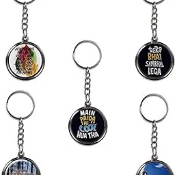 delush Design Silver Metal Keychains Keyring for Car Bike Classic Printed quotes Key Chain Combo for Boys & Girls (Pack of 5) (Degain 8)-picture-17