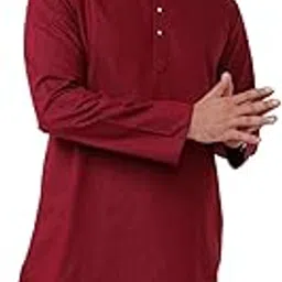 uathayam Exotic Men’s Long Sleeve Knee-Length Solid Kurta | Premium Cotton Breathable Fabric for Festivals, Weddings & Cultural Events-picture-27