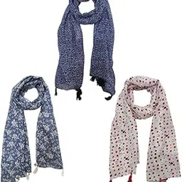 flihaut Women Cotton Voile Printed Scarf Scarves Stole (50x172 Cms) Combo Pack of 3-picture-55