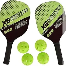 Pickleball Racket Set [ 2 Rackets + 4 Balls ] | Wooden Pickle Ball Racket with Non-Slip Grip, Lightweight & Durable Pickleball Paddles Set for Kids & Adults, Outdoor Sports Game (Green)-image-71
