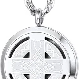 PROSTEEL Black Celtic Knot Cross Diffuser Necklace Locket Aromatherapy Necklace Stainless Steel Essential Oil Diffuser Mens Womens Jewelry Christmas Valentines Gift-picture-52