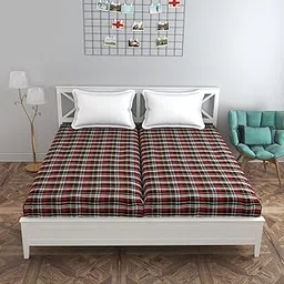 PRISCILLA Cotton Mattress Cover Protector Single Bed with Strong Zip/Chain (2 Pc, 6x3 ft) | All Around Protection with 360° Encasing with Zipper (Pack of 2, 72x36 Fits Upto 6 inches, Red/Yellow)-image-23