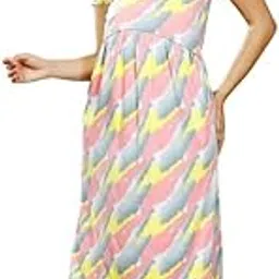 true shape Maternity Gown for Women | Knitted Polyester Zipless Feeding Dress with Easy Nursing Access & Convenient Pockets for Pre & Post Pregnancy-picture-32