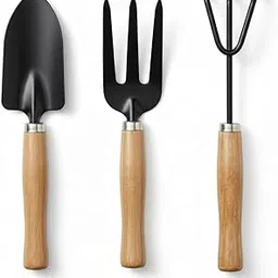 Garden Durable Hand Tools Set | Wood Handle | Metal Gardening Kit with Cultivator, Trowel and Fork 3 Pieces-picture-35