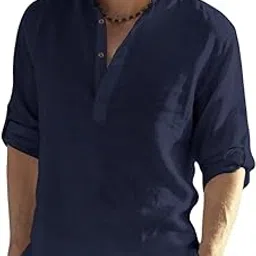 s kuada Men's Solid Cotton Full Sleeve Mandarian Collar Ethinic Wear Short Kurta (S_C_20176)-picture-23
