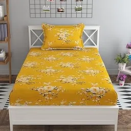 MAFATLAL Classic Single Bed Printed Bedsheet Cotton Blend/Microfiber with 1 Pillow Cover (Yellow)-picture-19