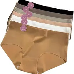 Snuggit! Women's Seamless Soft ice Silk Panties | Regular Wear Hipster (Pack of-2) (Sizes L to XL) (Multi-Mix-Colors: Black/Beige/White/Green/Pink/Brown)-picture-50