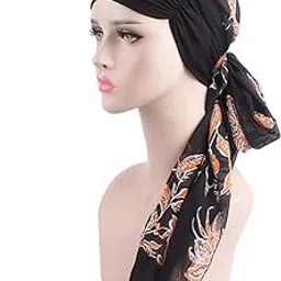 zoylink Scarf Hat Elastic Chiffon Turban Hat Beach Head Wrap for Ladies and Girls-picture-33