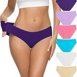 SunFlux® Women’s Seamless Hipster Underwear No Show Panties Soft Stretch Bikini Underwears Multi-Pack of -6-picture-24