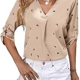 creaza Women’s Printed Regular Fit Fashion Vest | V-Neck, Roll-Up Sleeves, Lightweight Polyester Casual Top-picture-24