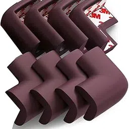 Inditradition Child Safety Corner Edge Guards (Pack of 8) | Soft Form Material, with Fiberglass Self Adhesive Tape (Brown)-image-2