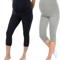 litelooks clothing Litelooks Women's Cotton Lycra 3/4 Capri Maternity Leggings - Comfortable, Seam-Free, High Waist Support, Stretchable Pants for Pre & Post Pregnancy-picture-55
