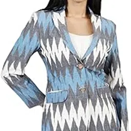 talethread Womens Ikat Multicolored Cotton Blazer-picture-23