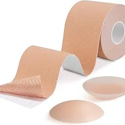 bearkig Breast Lift Tape, Boob Tape for Breast Lift & Shape, Bob Tape for Large Breast, Breathable Push Up Tape, Invisible Body Tape, Boobytape Along with 1-Pair Sticky Reusable Silicone Covers (Beige),-picture-19