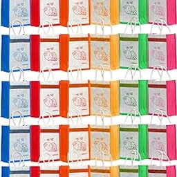 Anumala® White Jute Gift Bag with Baby Shower Print | 8x4x10 inch | Reusable Return Gift Bag for Baby Shower Functions | Eco-Friendly Tote Bag with Handle – Blue Border (30)-picture-15