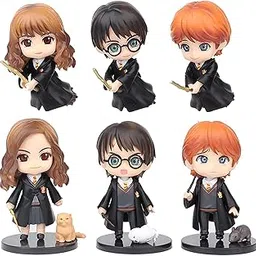 Harry Potter Action Figure Toy Set of 6 Pcs for Office Desk & Study Table, Car Dashboard, Decoration and Cake Topper Toys for Boys and Girls image 1