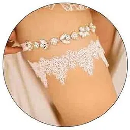 formery Wedding Rhinestone Garter Set White Bride Lace Leg Bands Crystal Thigh Decoration Prom Party Bridal Bridal Bridesmaid (2 Pcs)..., White - 2, 2 Count (Pack of 1)-picture-17